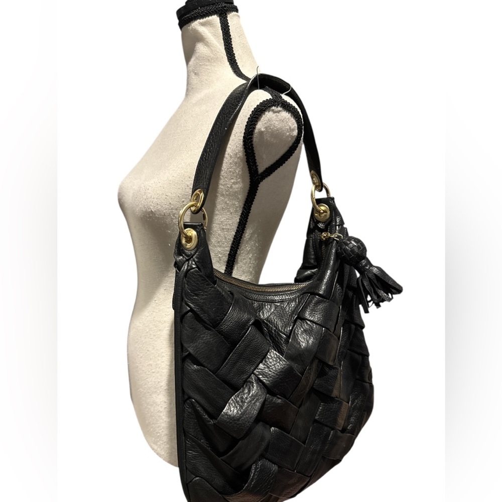 Cole Haan Black Woven Leather Bag